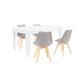 Cumpara ieftin Set de masă Lola 4+1 gri-alb