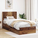 vidaXL Cadru de pat cu depozitare și tăblie Lemn vechi 100 x 200 cm 3414505