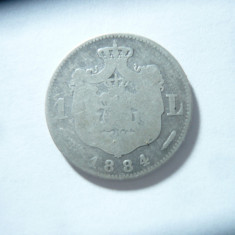 Moneda 1 leu 1884 Carol I , argint , cal. mediocru