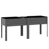 Outsunny Pat de grădină &icirc;nălțat din metal, cutie de plantare extra mare cu traverse de &icirc;ntărire și insert din material nețesut, 180 x 55 x 80 cm, gri