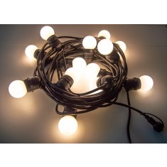 Ghirlanda luminoasa 10 m, 10 becuri led rotunde mate, cablu negru, lumina calda, 3000K