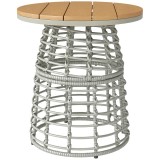 Outsunny Masă de cafea de grădină masă auxiliară exterior rotundă &icirc;n răchită de aspect rotință și placă compozită &Oslash;45 x 50 cm gri | Aosom Romania