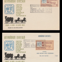 1963 Exil Romania, FDC Caisori colita + timbru ndt, Emisiunea 32