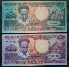 BC58, 2 bancnote Suriname necirculate- 100 si 250 gulden foto