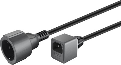 Cablu prelungitor Schuko mama la tata IEC C14 1.5m 10A cupru 3x1mm negru 55528 Goobay foto