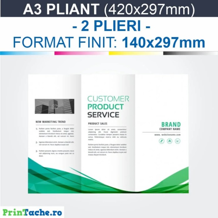 Pliant format A3 - 2 plieri