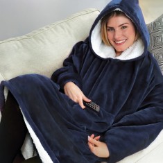 Hanorac-patura cu gluga, comfortabil, bleu