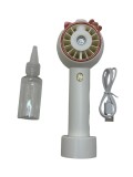 Mini Ventilator Portabil cu Pulverizare, USB, Acumulator, 3 Viteze, Roz. Ideal birou, plaja, calatorii!
