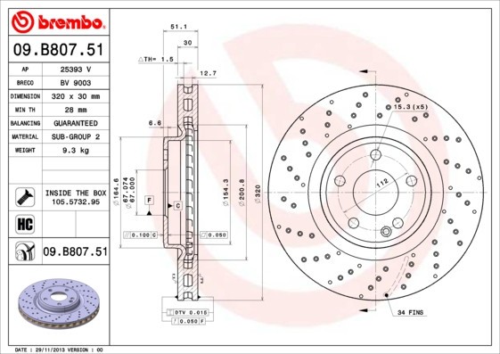 BREMBO 09.B807.51 PRIME LINE - UV Coated Disc frana