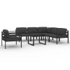 Set mobilier de gradina cu perne, 7 piese, antracit, aluminiu