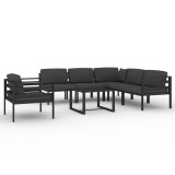 Set mobilier de gradina cu perne, 7 piese, antracit, aluminiu