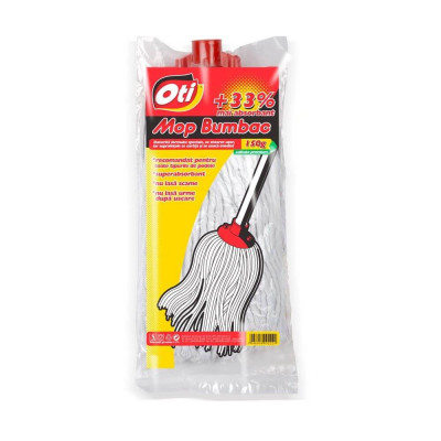 Rezerva pentru Mop din Bumbac OTI, Culoare Alb/Rosu, Greutate 150 g, Rezerve Mop, Rezerve Clasice pentru Mop, Rezerve de Bumbac pentru Mop, Rezerva pe foto