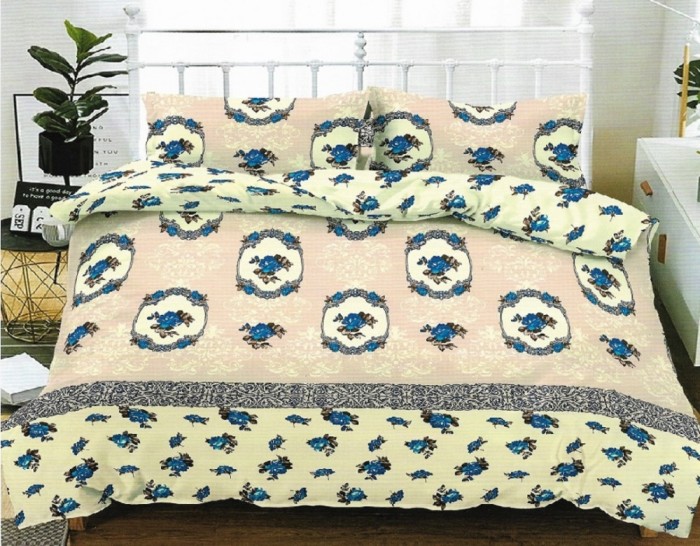 Lenjerie de pat pentru o persoana cu husa de perna dreptunghiulara, Napoli, bumbac mercerizat, multicolor