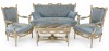 Set baroc living din lemn masiv auriu cu tapiterie catifea bleu CAT407, Sufragerii si mobilier salon