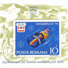 România, LP 902/1976, J.O. de Iarnă - Innsbruck, coliţă dantelată, oblit.