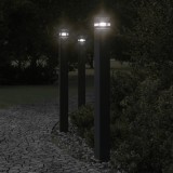VidaXL Lămpi de podea de exterior, 3 buc., negru, 110 cm, aluminiu