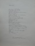 Manuscris de expozitie scris olograf de poetul Romulus Vulpescu, poezia Atotcuvantul