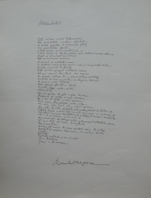 Manuscris de poetul Romulus Vulpescu , poezia Atotcuvantul foto