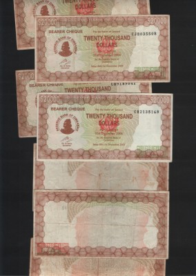 Zimbabwe 20000 20 000 dollars 2003 F-VF-XF pret pe bucata foto