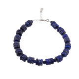 Bratara lapis lazuli discuri fatetate 8mm si discuri mici 4mm, Stonemania Bijou