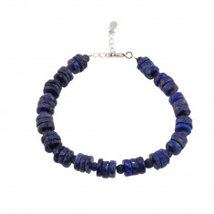 Bratara lapis lazuli discuri fatetate 8mm si discuri mici 4mm