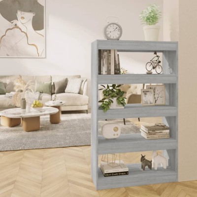 Bibliotecă/Separator cameră, gri sonoma, 80x30x135 cm, PAL foto