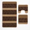 Set 3 Covorase de Baie Antiderapante , Design Liniar, Culoare Maro