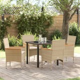 Set de dining pentru grădină cu 5 piese de la , cu perne și rattan sintetic bej.