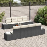 vidaXL Set de canapele pentru grădină cu pernă 9 pcs Negru Rattan poli