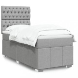 VidaXL Pat box spring cu saltea, gri deschis, 90x190 cm, textil 3291530