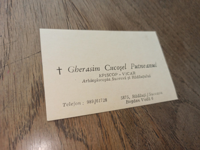 GHERASIM CUCOSEL PUTNEANUL- EPISCOP VICAR SUCEAVA-RADAUTI, , CARTE DE VIZITA