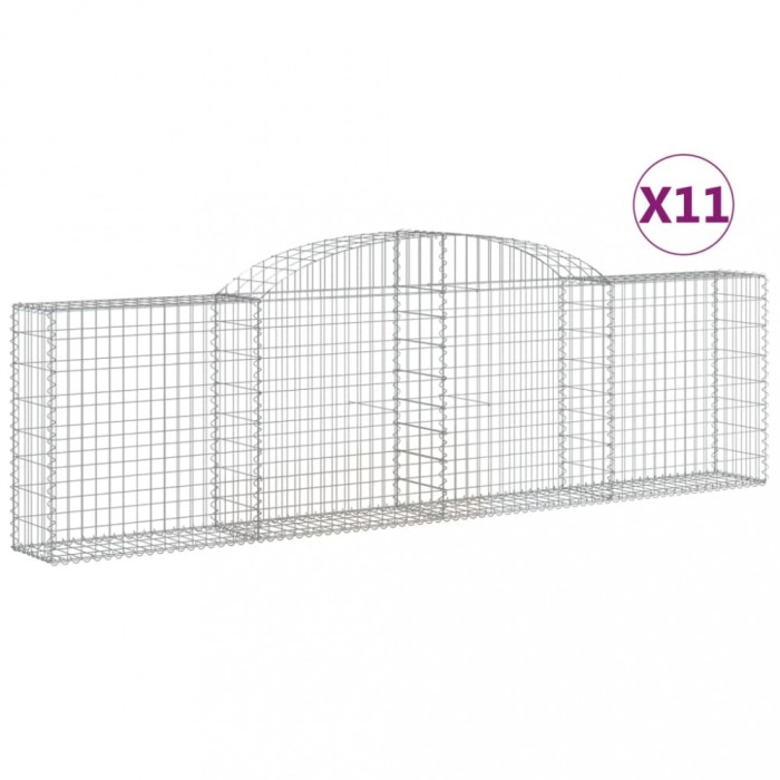 Cosuri gabion arcuite 11 buc, 300x30x80/100 cm, fier galvanizat