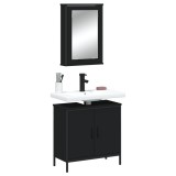 VidaXL Set mobilier de baie, 2 piese, negru, lemn compozit