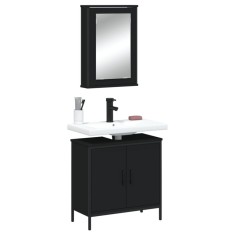 vidaXL Set mobilier de baie, 2 piese, negru, lemn compozit 3214780