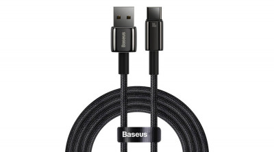 Baseus Tungsten Gold Cablu USB la USB-C, 100W, 1m (negru) foto
