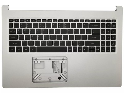 Carcasa superioara cu tastatura palmrest Laptop, Acer, Aspire 5 A515-55, A515-55G, 6B.HSPN7.030, EAZAU00202A, iluminata, argintie, layout US foto
