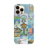 Husa compatibila cu Apple iPhone 14 model Squidward spongebob, Silicon, TPU, Viceversa, Transparent, Carcasa