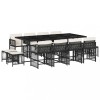 Set mobilier de gradina cu perne, 13 piese, negru, poliratan