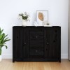 Servantă, negru, 100x35x74 cm, lemn masiv de pin
