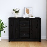 Servantă, negru, 100x35x74 cm, lemn masiv de pin