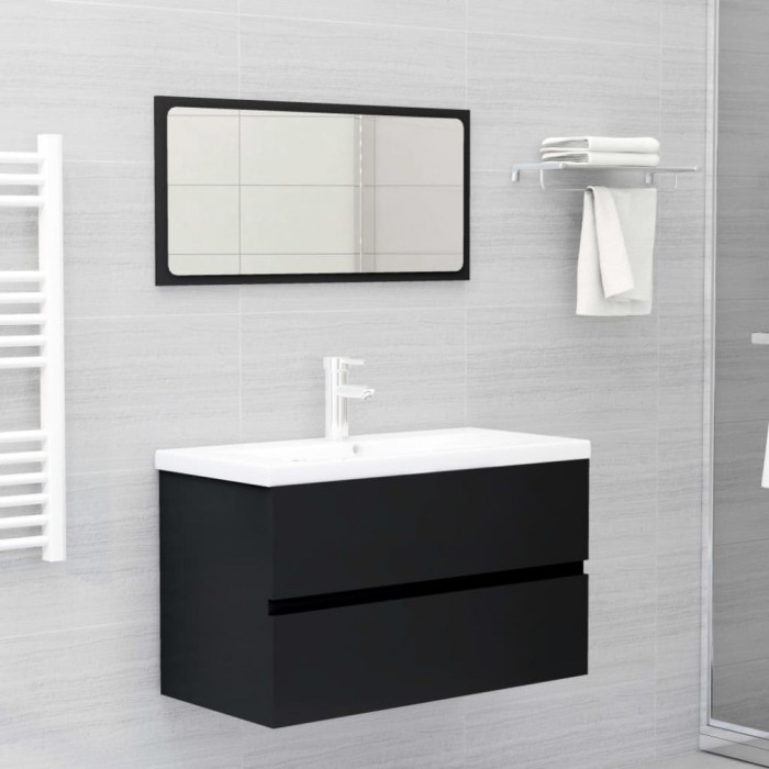 vidaXL Set mobilier de baie, negru, lemn prelucrat 3071685