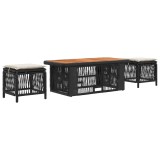 vidaXL Set de masă pentru grădină 4 pcs Negru și Crem poliratan 42026753