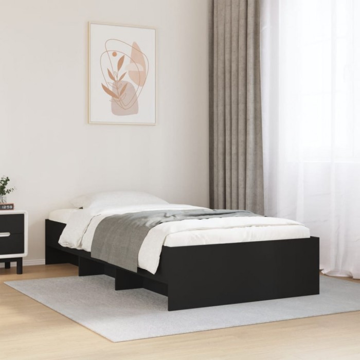 vidaXL Cadru de pat, negru, 75x190 cm, lemn prelucrat 3295710