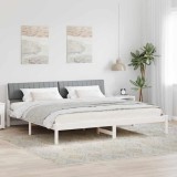 Cumpara ieftin Cadru de pat Alb si gri deschis 200 x 200 cm Lemn masiv de pin