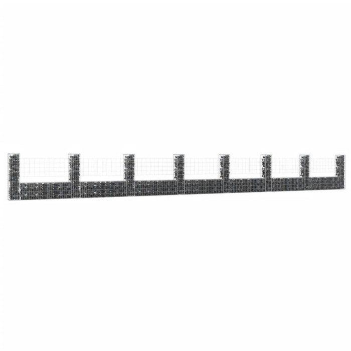 vidaXL Coș gabion &icirc;n formă de U cu 8 st&acirc;lpi, 860x20x100 cm, fier 151281
