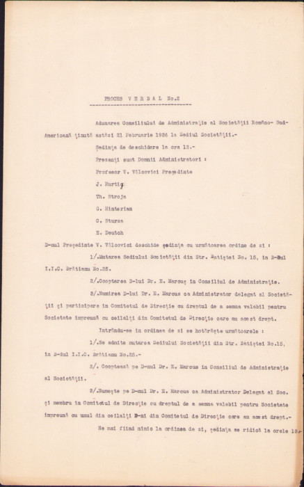 HST A1335 Proces-verbal Societatea Rom&acirc;no-Sud-Americană 1936