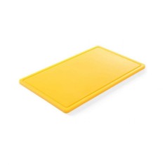 Tocator galben GN1/1 - 530x325x(H)15 mm, cu sant scurgere, polietilena HDPE 500, Hendi, 2 fete pentru taiat foto