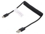 Cablu USB 2.0 Power Delivery Spiralat Negru, Digitus