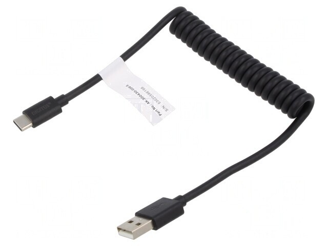 Cablu USB 2.0 Power Delivery Spiralat Negru