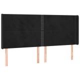 Cumpara ieftin Tablie de pat cu aripioare, negru, 163x16x118/128 cm, catifea